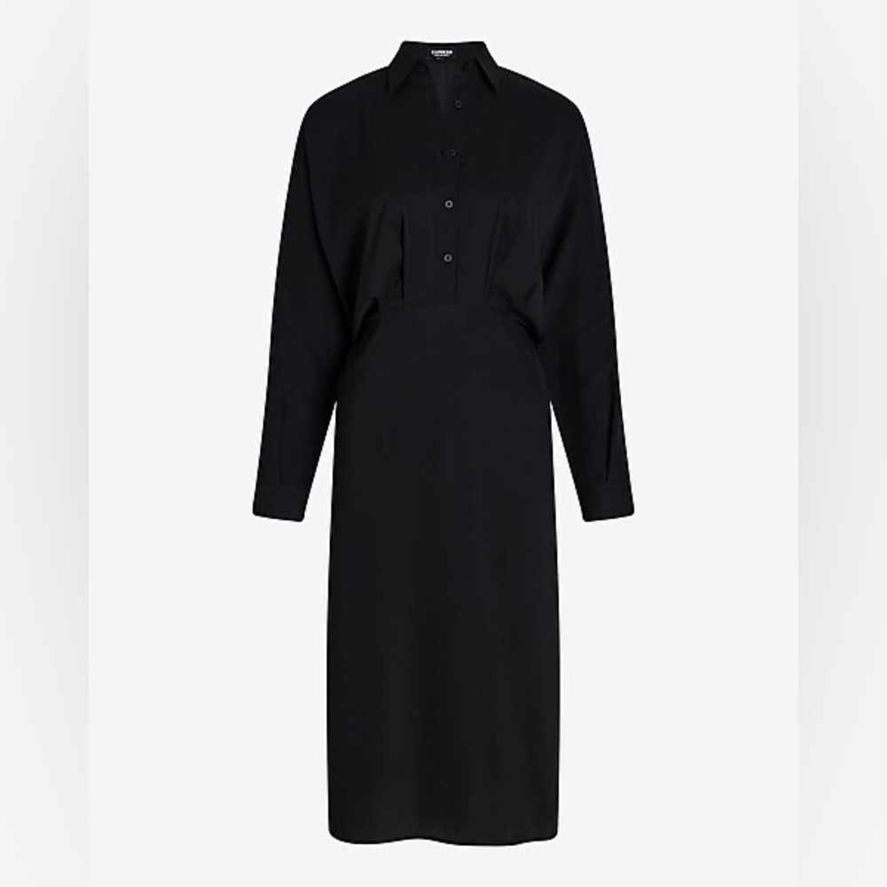 Nwot Half Button Down Express Black Portofino Lon… - image 4